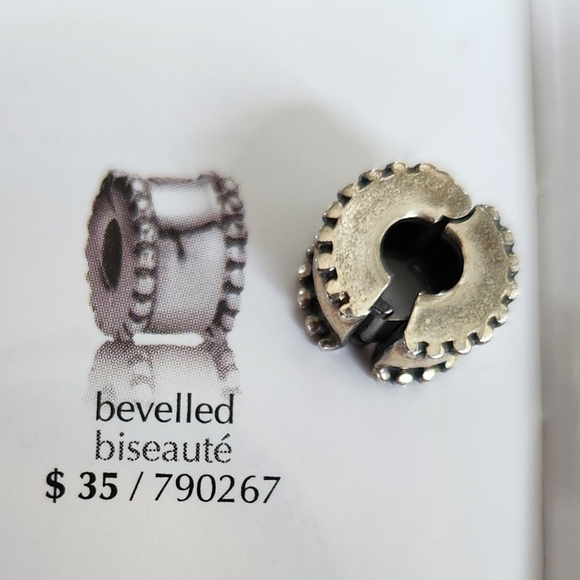 Pandora bevelled bracelet clip. Sterling silver. - Picture 3 of 4